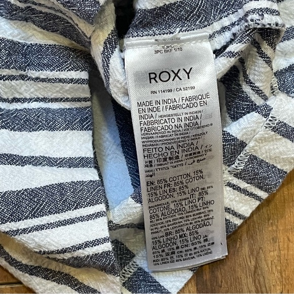 ROXY Oceanside Striped Linen Blend Beach Shorts Size S - Picture 15 of 16